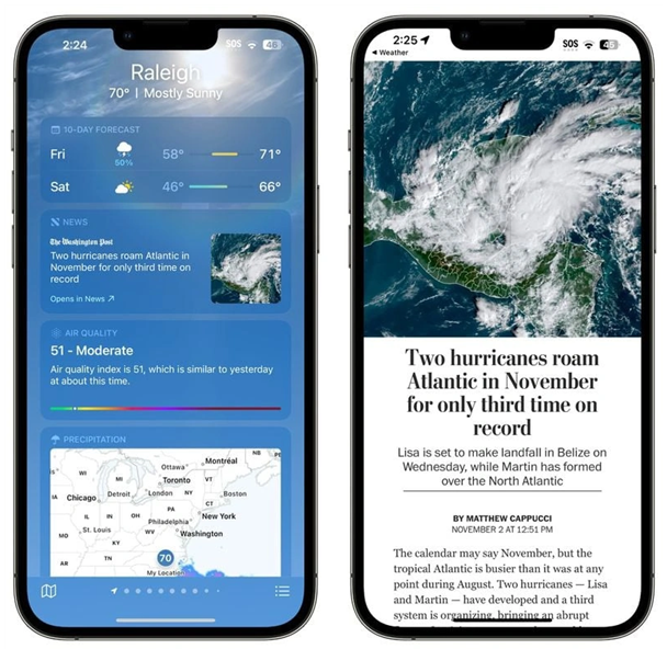 义县苹果14维修分享iPhone 14手机如何看天气时顺带看新闻 